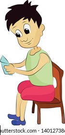  A little boy reading book