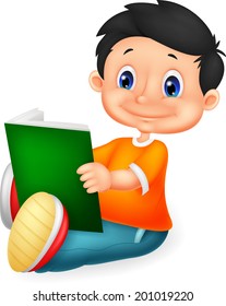 Little boy reading book