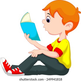 Little boy reading a book