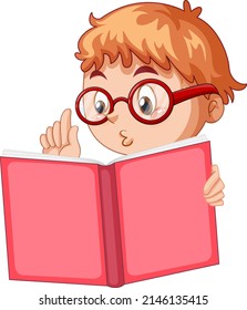 Niñito leyendo ilustración de libro