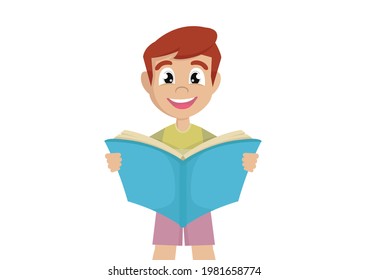 Little boy is a reading such a big book