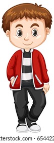 Little boy in red jacket illustration