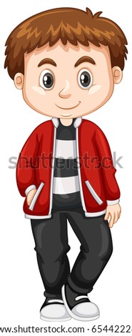 Little boy in red jacket illustration