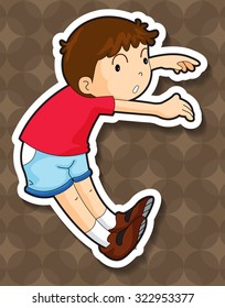 Little boy in red jumping illustration