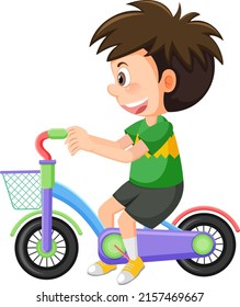 Little boy ride a bicycle isolated illustration