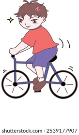 Little boy riding a bicycle, illustration vector, eps, cartoon