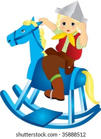 Little boy riding on a horse