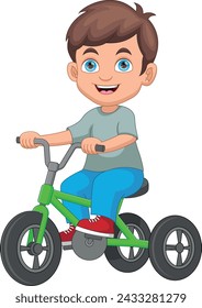 little boy riding tricycle cartoon