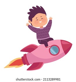 little boy in rocket character