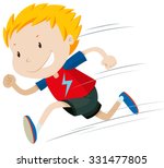 Little boy running alone illustration