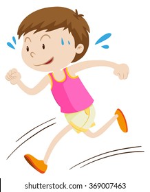 Little boy running alone illustration