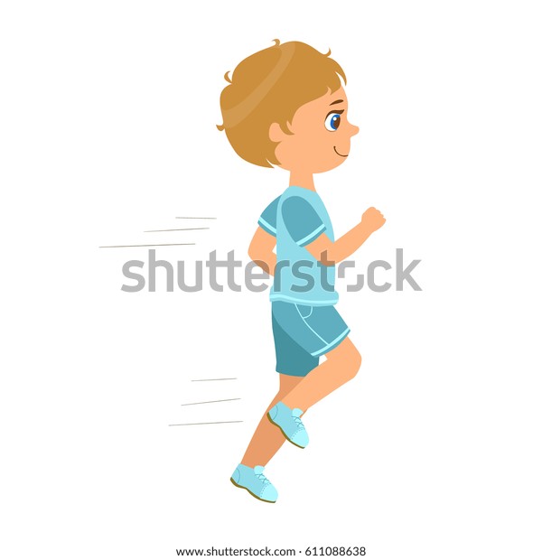 Little Boy Running Blue Shirt Shorts Stock Vector (Royalty Free ...