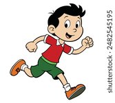 little boy running cartoon character isolated on white background