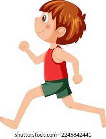 Little boy running cartoon character illustration