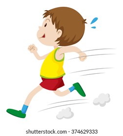 Little boy running fast illustration