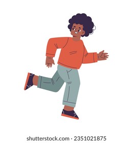 Little Boy Running Playing Hide and Seek Search for Place Vector Illustration