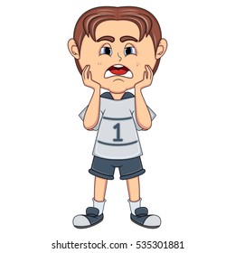 Little Boy Sad Cartoon Vector Illustration Stock Vector (Royalty Free ...