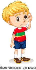 Little Boy With Sad Face Illustration