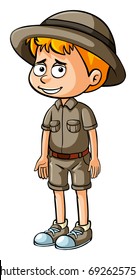 Little boy in safari clothes illustration