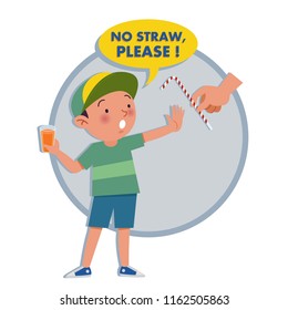 A little boy said no straw, please ! An ecology campaign