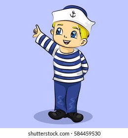 little boy in the sailor uniform and sailor hat