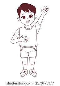 little boy saludating comic character