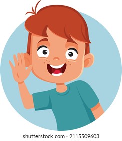 
Little Boy Saluting Waving Hand Vector Cartoon. Happy Child Greeting Politely Using Nonverbal Communication Gesture
