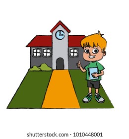 Little boy at school cartoon