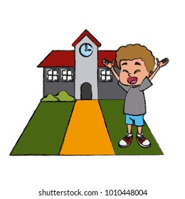 Little boy at school cartoon