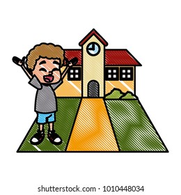 Little boy at school cartoon