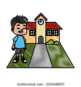 Little boy at school cartoon