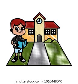 Little boy at school cartoon