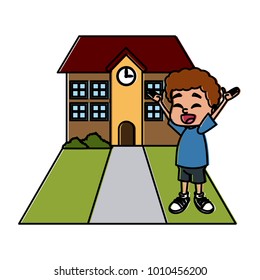 Little boy at school cartoon