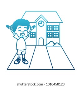 Little boy at school cartoon