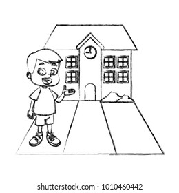 Little boy at school cartoon
