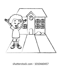 Little boy at school cartoon