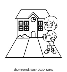 Little boy at school cartoon