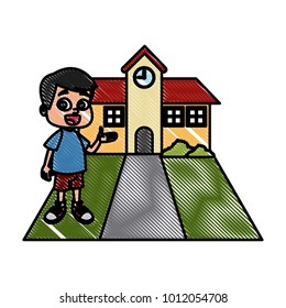 Little boy at school cartoon