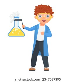 Little boy scientist worker. Future profession for children, job occupation vector cartoon illustration
