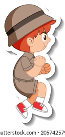 Little boy scout cartoon character sticker illustration