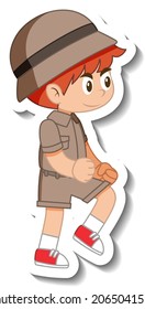 Little boy scout cartoon character sticker illustration