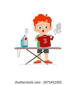 little boy shock see burned clothes from electric iron