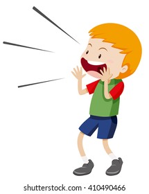 Little boy shouting out illustration