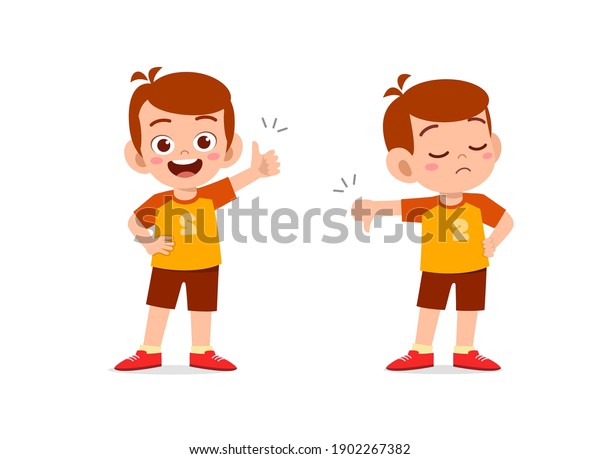 Little Boy Show Hand Gesture Thumb Stock Vector (Royalty Free ...