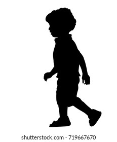 Little Boy Silhouette On White Background Stock Vector (Royalty Free ...