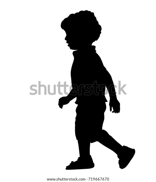 Little Boy Silhouette On White Background Stock Vector (Royalty Free ...