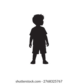 Little boy silhouette vector flat illustration design.