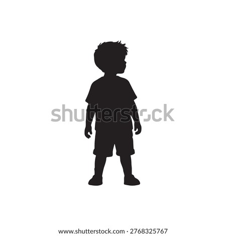 Little boy silhouette vector flat illustration design.