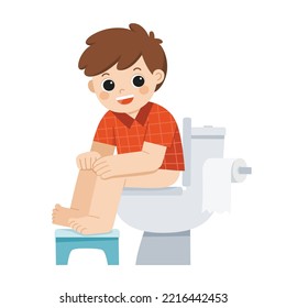 A Little boy is sitting on the toilet. Isolated vector