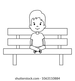 little boy sitting in park chair character